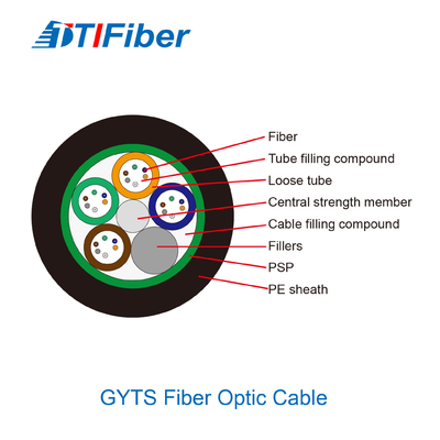 OEM ढीली ट्यूब बख़्तरबंद GYTS ऑप्टिकल फाइबर केबल 2 से 288 कोर सिंगल / मल्टी मोड