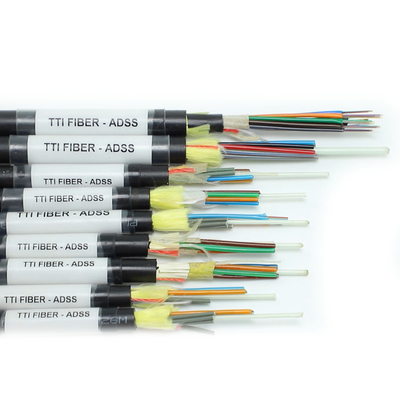 एरियल ADSS G652D G657A1 G657A2 1 12 24 48 96 144 कोर सिंगल मोड आउटडोर फाइबर ऑप्टिक केबल
