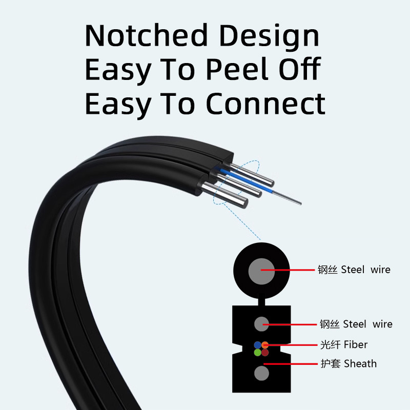 आउटडोर एरियल GJYXCH ड्रॉप केबल LZSH सिंगल मोड 1 2 4 कोर G652D G657A1 G657A2 FTTH फाइबर ड्रॉप ऑप्टिक केबल